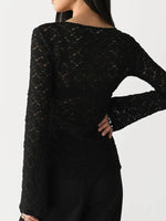 Lace V-Neck Flare Sleeve T-Shirt