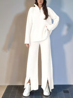 Ribbed Knit Top and Pants Set