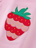 Children's Strawberry Round Neck Tee and Shorts Set
