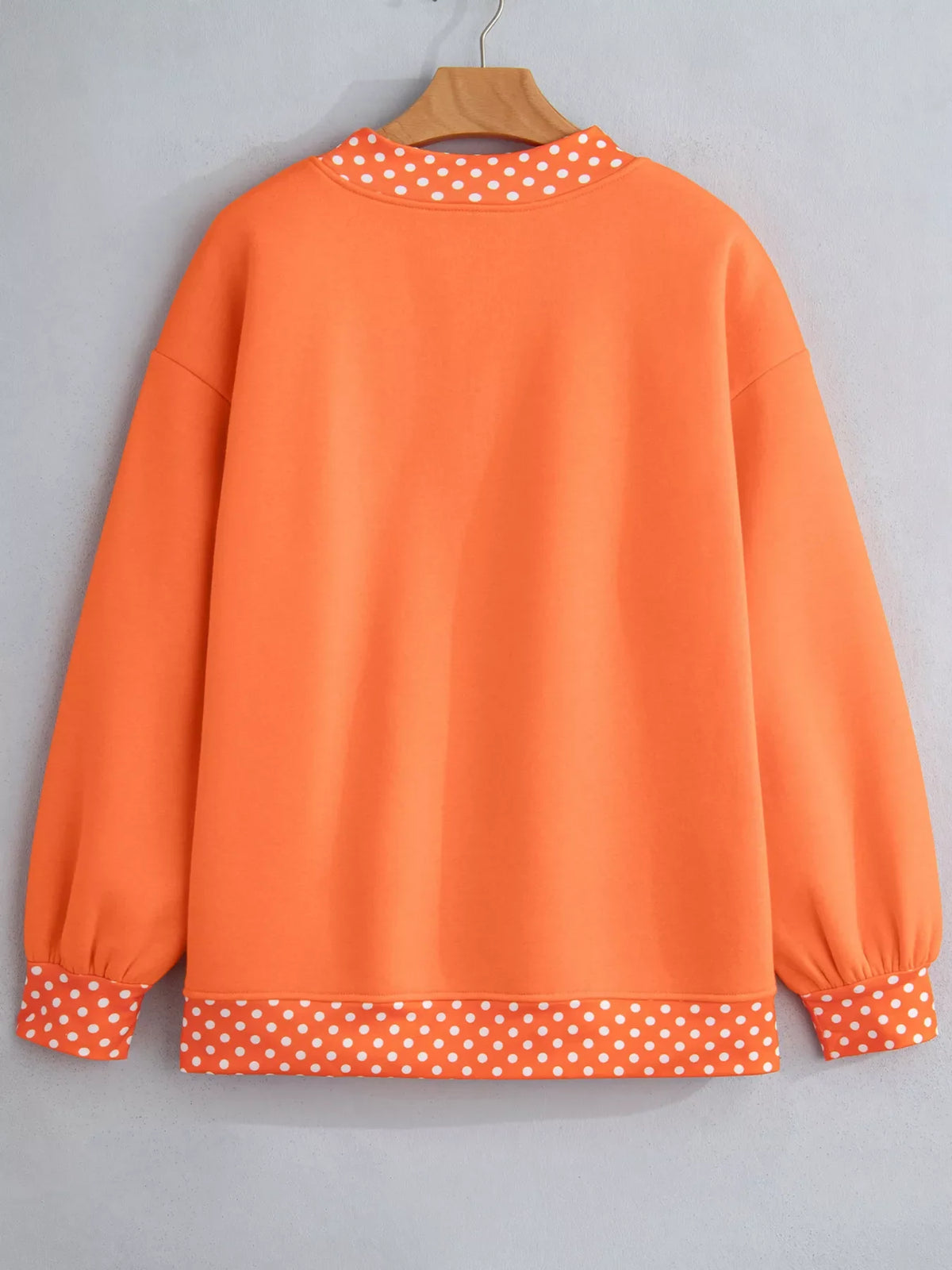 Polka Dot Trim Contrast Crew Neck Sweatshirt