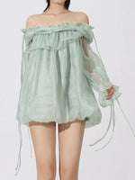 Ruffled Off-Shoulder Flounce Sleeve Blouse