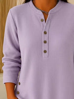 Full Size Ribbed Half Button Henley Top Plus Size