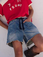 Drawstring Raw Hem Denim Shorts