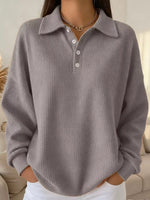 Full Size Waffle Knit Button Detail Top Plus Size