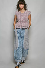 POL Eyelet Embroidery Pintuck Sleeveless Cotton Blouse
