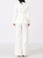 Flower Long Sleeve Blazer and Pants Set