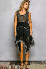 POL Texture Lace Ruffled Sleeveless Dress