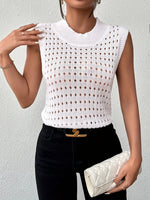 Hollow Out Round Neck Knit Tank