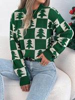 Christmas Tree Checkerboard Pattern Sweater