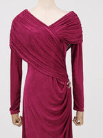 Ruched Draped Long Sleeve Maxi Dress