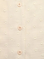 Swiss Dot Ruffled Button-Down Shirt