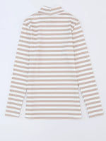 Striped Textured Knit Long Sleeve Tee