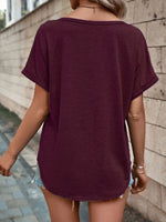 Full Size Decor Button Short Sleeve T-Shirt Plus Size