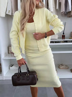 Full Size Slit Square Neck Dress and Outerwear Set Plus Size
