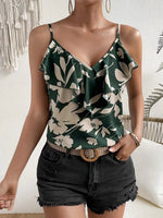 Ruffled Printed V-Neck Cami