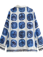 Printed Button Up Shirt and Pants Set