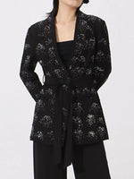 Rhinestone Button Down Long Sleeve Blazer