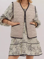 Textured Snap Down Vest Coat