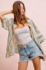 BiBi Eyelet Lace And Floral Mix And Match Shirt Top