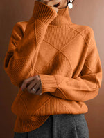 Argyle Pattern Turtleneck Sweater