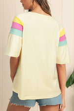Color Block Stitched Sleeve Loose T Shirt