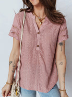 Eyelet Embroidered Short Sleeve Blouse