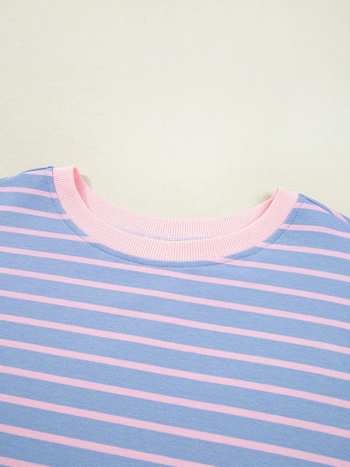 Stripe Oversize Contrast Trim Drop Shoulder Sweatshirt