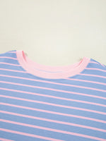 Stripe Oversize Contrast Trim Drop Shoulder Sweatshirt