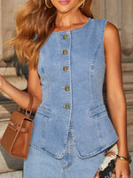 Button Down Denim Vest