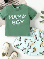 Children's Mama' Boy Graphic Casual Tee and Shorts Set