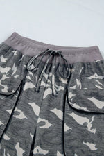 Multicolour Drawstring Contrast Waistband Camouflage Cargo Barrel Pants