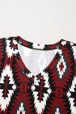 Aztec Print V-Neck Midi Dress