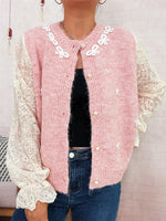 Lace Sleeve Button-Up Cardigan