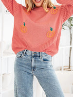 Pumpkin Embroidered Thanksgiving Holiday Sweater