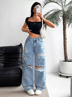 Distressed Wide-Leg Jeans
