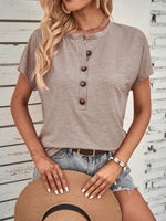 Half Button Short Sleeve Top