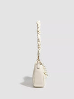 Ruched Handle Pearl Decor Crossbody Bag