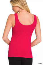 Zenana Double Scoop American Flag Embroidered Tank Top
