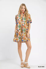 Umgee Jacquard Abstract Print Mini Dress