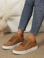 PU Leather Lace Up Platform Sneakers – Multi-Color