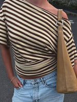 Striped One-Shoulder T-Shirt