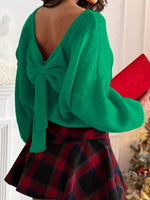 Back Bowknot Long Sleeve Sweater