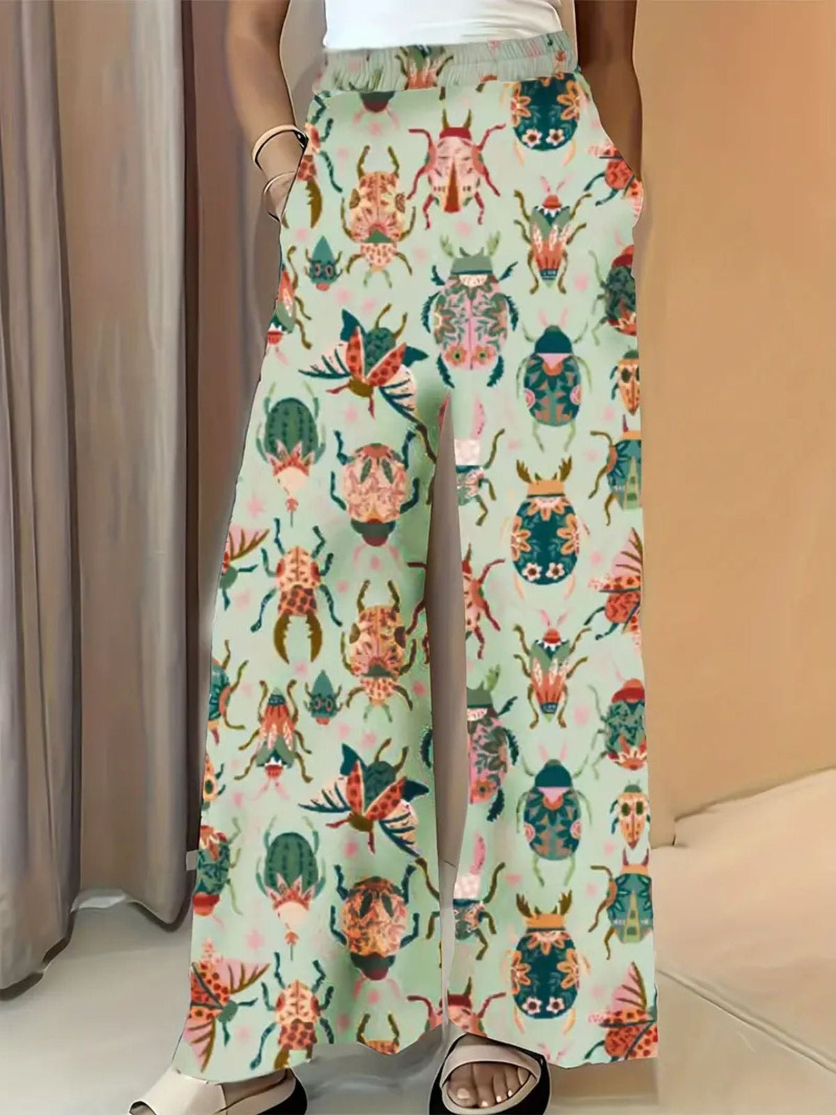 Printed Wide Leg Pants