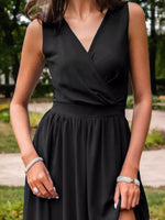 Slit Surplice Sleeveless Maxi Dress