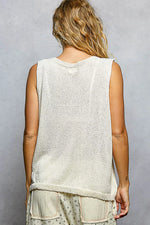 POL Strawberry Pattern Round Neck Sleeveless Sweater Top