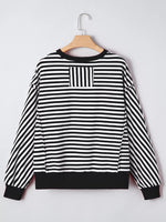 Stripe Exposed Seam Drop Shoulder Casual Pullover Top