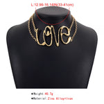 Gold Wire Love Script Statement Necklace