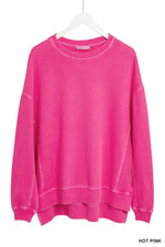 Zenana Full Size French Terry Pigment Dye & Enzyme Washing Pullover Plus Size