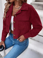 Cropped Corduroy Button-Down Jacket