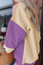Contrast Round Neck Long Sleeve Sweatshirt